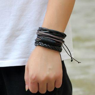 Set Of 4: Genuine Leather Bracelets