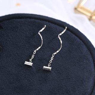 925 Sterling Silver Bar & Swirl Dangle Earring Es863 - 1 Pair - One Size