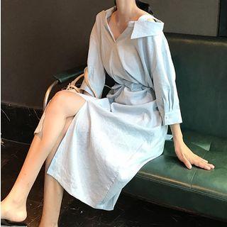 Off-shoulder T-shirt Dress Blue - One Size