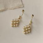 Faux Pearl Alloy Dangle Earring A50 - 1 Pair - Gold - One Size