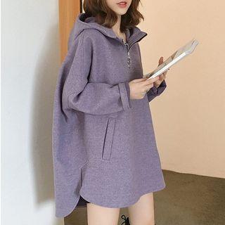 Oversized Zip Placket Hoodie