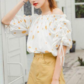 Spot Print Off-shoulder Top