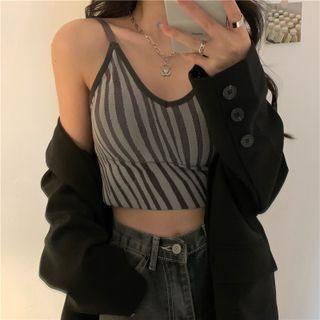 Zebra Print Padded Cropped Camisole Top