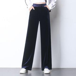 Pleuche High Waist Wide Leg Pants