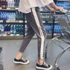Lettering Paneled Straight-cut Pants