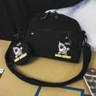Set: Spaceship Print Canvas Crossbody Bag + Coin Pouch