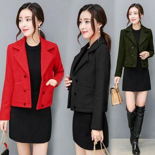 Plain Buttoned Woolen Jacket