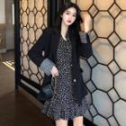 Floral Long-sleeve A-line Dress / Single-breasted Blazer