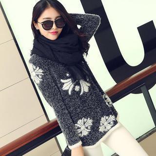Printed Furry Knit Sweater