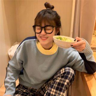 Round-neck Color-blocked Sweater