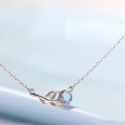 925 Sterling Silver Faux Crystal Flower Pendant Necklace 1 Pc - Angel Wings Necklace - One Size