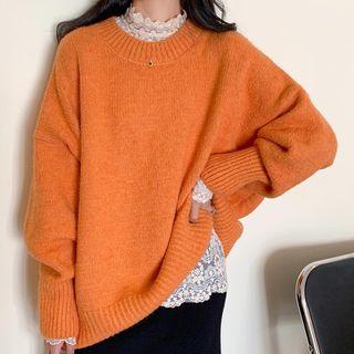 Mock-neck Sexy Lace Top Almond - One Size