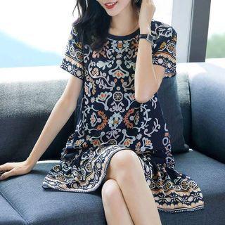 Short-sleeve Print Mini Dress / Camisole Top