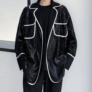 Contrast Trim Sequin Jacket