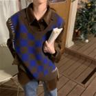 Oversized Shirt / Checkered Sweater Vest