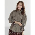 Stand-collar Fray-trim Parka