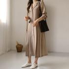 Open-placket Flared Maxi Shirtdress
