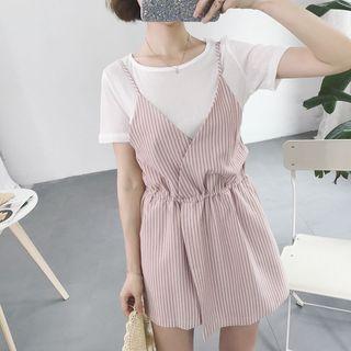 Striped Spaghetti-strap Playsuit