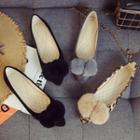Pom Pom Accent Pointed Flats