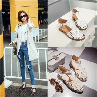 Perforated T-bar Sandals