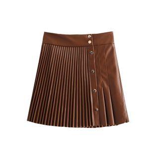 Pleated Leather Skirt