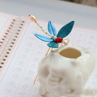 Retro Dragonfly Faux Pearl Hair Stick