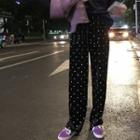 High-waist Polka Dot Velvet Pants Pants - One Size
