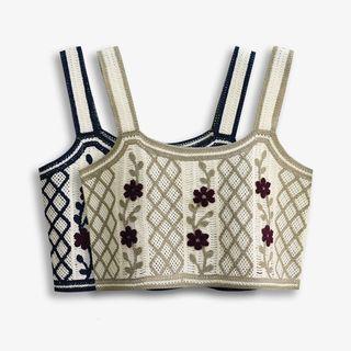 Flower Crop Knit Camisole Top