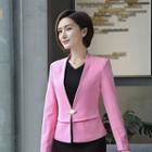 Single-button Plain Blazer / Short-sleeve Sheath Dress