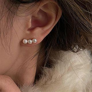 Freshwater Pearl Earring 1 Pair - White & Gold - One Size