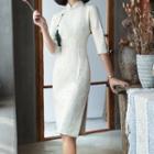 3/4-sleeve Tasseled Qipao Dress