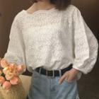 Scallop Trim 3/4 Sleeve Blouse