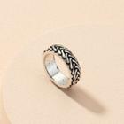 Faux Woven Alloy Ring Ring - Black - 6