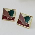 Glaze Square Earring 1 Pair - Gold - One Size
