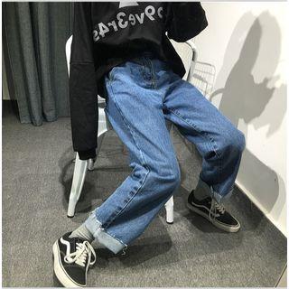 Loose-fit High-waist Cropped Wide-leg Jeans