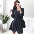 Tie-waist A-line Mini Sweater Dress