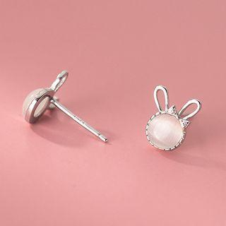 Rabbit Cat Eye Stone Sterling Silver Earring