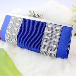 Rhinestone Pleated Leopard Accent Clutch