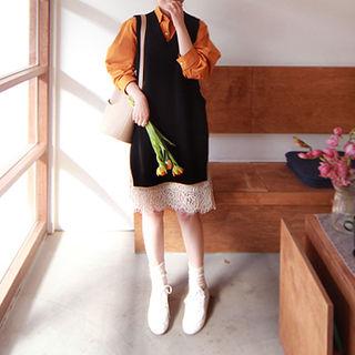Sleeveless Slit-side Long Knit Top