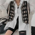 Argyle Sweater Vest Black & White - One Size