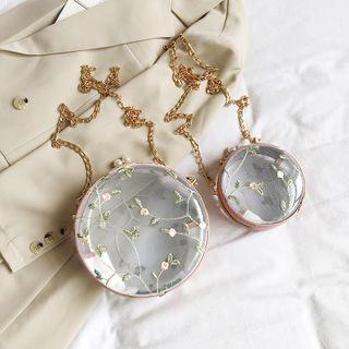 See-through Embroidery Crossbody Bag