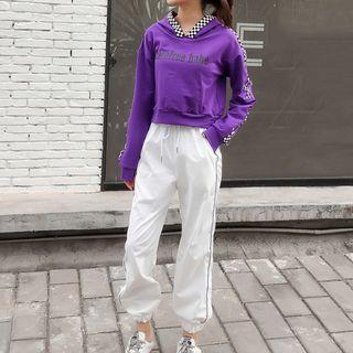 Set: Checked Hoodie + Drawstring Sweatpants