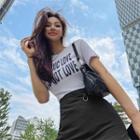Letter Slim-fit Silky Crop T-shirt