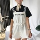 Letter Embroidered Pinafore Playsuit