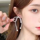 Faux Pearl Faux Crystal Bow Earring