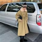 Single Breasted Padded Coat Khaki - One Size