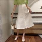 High-waist Buttoned Midi A-line Skirt