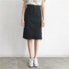 Zip-front H-line Midi Skirt