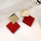 Geometric Drop Earring 1 Pair - Gold & Red - One Size
