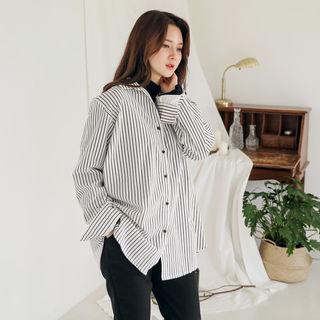 Pocket-front Pinstripe Long Shirt